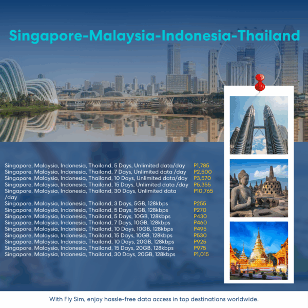 [Fly eSIM] Singapore, Malaysia, Indonesia, Thailand